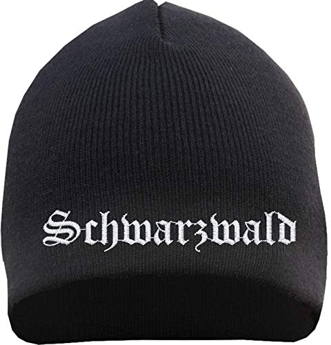 sostex Schwarzwald Beanie Mütze - Altdeutsch - Bestickt - Strickmütze Wintermütze Einheitsgröße Schwarz