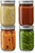 Lot de 4 bocaux en verre à ouverture normale de 400 ml avec couvercles hermétiques en métal argenté pour la préparation des repas, le stockage des aliments, la conserve, les boissons, l'avoine,