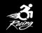 myrockshirt Rollstuhl Flamme Rolli Racing schneller Rollstuhl 15 cm Aufkleber Autoaufkleber Sticker ohne Hintergrund Auto PKW Lack Scheibe