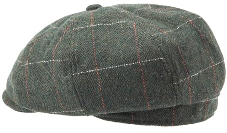 LADYBRO 8-Panel Herren Newsboy-Mütze - Fischgrätenmuster Tweed-Wollmischung Hüte Schirmmütze Scally Ivy Cap Vintage Alltag Freizeit