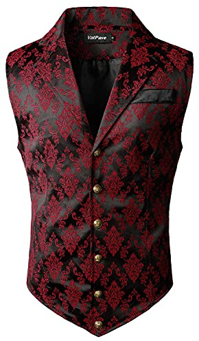 VATPAVE Herren Viktorianischer Anzug Weste Steampunk Gothic Weste | Kostüm, Pirate, Cosplay, Vampire, Mittelalter, Wikinger, Renaissance, Party, Hochzeit, Halloween, Freizeit