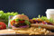 Diamond Painting,Burger Fries Landschaft 5D Diamant Malerei Set für Erwachsene/Kinder, Diamant Painting Kit Vollbohrer, DIY Leinwand Stickerei Kreuzstich Kunst, für Heimdekor Wand Square Drill 40x50cm