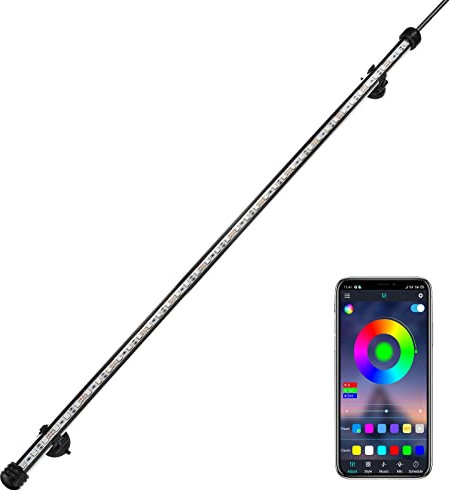 GreenSun Luz LED para acuario, luces LED para pecera, impermeables, con control de aplicación, luz LED sumergible multicolor RGB para pecera (98 cm)
