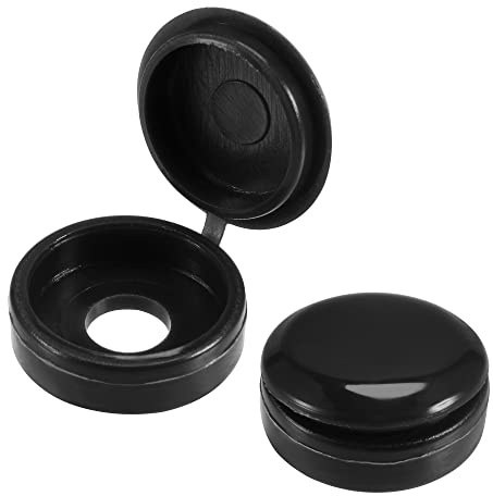 sourcing map 50 Stück Scharnier Schrauben Abdeckkappen 5.8mm Loch Falt | Schnappscheibe Schwarz Kunststoff