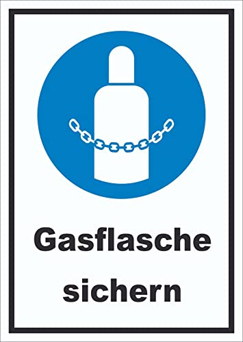HB-Druck Gasflaschen sichern Schild A5 Rückseite selbstklebend