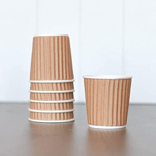 100 x 4oz Disposable Kraft Espresso Coffee Takeaway Paper Cups to Go [4oz, 115ml] Compostable Biodegradable Small Cardboard Ripple Cups for Hot & Cold Drinks Recyclable Take Away Cups (No Lids)