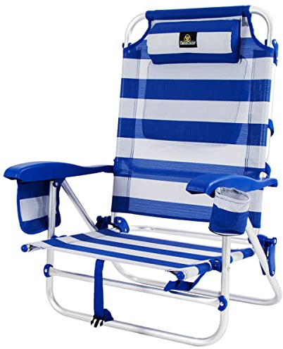 CREVICOSTA QUALITY MARK MARCAS DE CALIDAD - Coral 2108 - Silla de Playa Plegable con reposabrazos, 9 Posiciones y Nevera Trasera (Marinera)