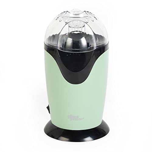 Giles & Posner EK0493GSGR Electric Popcorn Machine - Hot Air Circulation, 3 Minute Quick Popping, Healthy Oil Free Snacks, Retro Design, 1200W, Measuring Cup Included, Fat Free Treats, Green