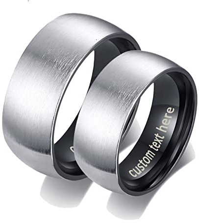 ANAZOZ 2 Stück Eheringe Paarpreis Edelstahl Gebürstet Eheringe Elegant Freundschaftsringe Schwarz Trauringe Hammerschlag mit Kostenlos Gravur