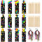 Kratzbilder für Kinder, 24/48 Stück Kratzbild Lesezeichen Set mit 24/48 Stück Holzstiften und Bändern DIY Geschenkanhänger für Kinder Studenten Party Bastelbedarf (Schwarz-48 Stück)