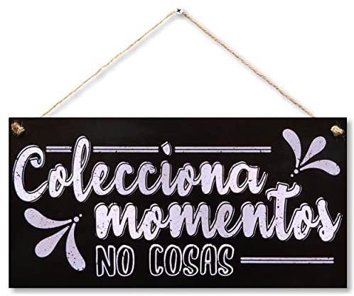CARISPIBET Colecciona Momentos no Cosas Adorno Colgante Inspirador Cartel Decorativo Regalo para el hogar 15 x 30 cm
