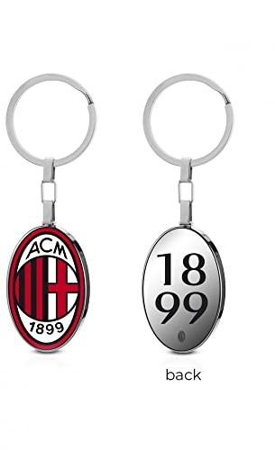 AC Milan PORTACHIAVI ACCIAIO UNISEX CON LOGO UFFICIALE SMALTATO E RETRO INCISO