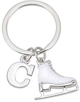 LIKGREAT Schlittschuh Schlüsselanhänger Eiskunstlauf Schlüsselanhänger Initiale Schlittschuhlaufen Charm Schlüsselanhänger Winter Weihnachtsdekoration Geschenke für Frauen Mädchen (C)