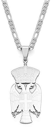 YZyizhen Halskette Mit Adler-Anhänger – Serbien, Landsymbol, Dünne Kette, Patriotischer, Zierlicher Schmuck, Ethnischer Stil, Hip-Hop-Frauen Herren Mädchen, Unisex-Geschenke, Weiß, Einheitsgröße