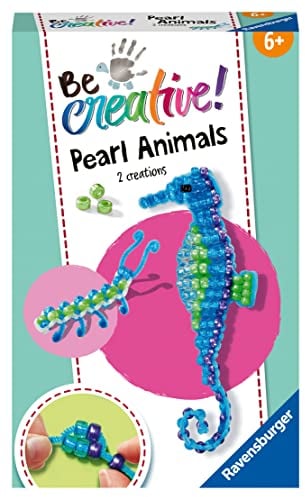 Ravensburger BeCreative Bead Animal Seahorse - Bastelset für Kinder ab 6 Jahren, Perlentiere Seepferdchen basteln für Mädchen und Jungen - 18428 - Geburtstagsgeschenke, Deko selber basteln