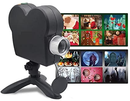 Proiettori Natale Halloween Proiettore 12 film Luce da discoteca Mini finestra Proiettore home theater Proiettore per interni ed esterni Wonderland Lampade per atmosfera natalizia Proiettori per illum