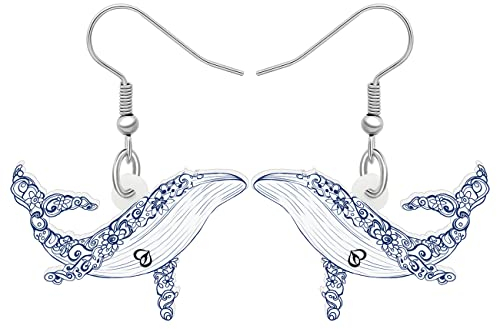 DALANE Acryl Hai Wal Ohrringe Baumeln Hängend Niedlich Ozean Tier Fisch Schmuck Geschenke für Damen Mädchen Kinder (Blau)