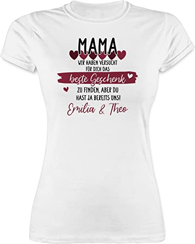 Shirt Damen - Mama wir haben versucht für Dich das schönste Geschenk zu Finden - M - Weiß - muttertagsgeschenk Mutti perfekte Tshirt Geschenke zum Muttertag mom Beste Finden, t-Shirt