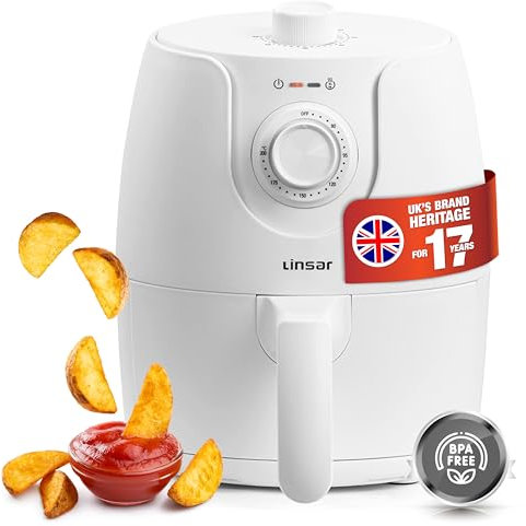 Linsar - White Air Fryer - 1.8L - incl. Timer and Individual Temperature Adjuster - Oil Free - More Energy Saving & Faster than Traditional Ovens - 1200 Watt (White)