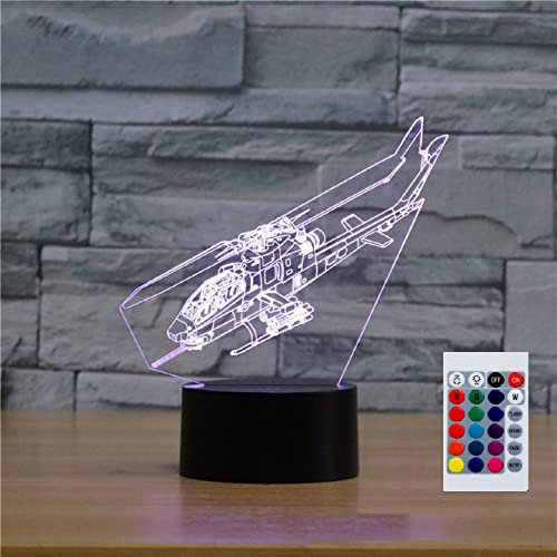 SUPERHONGJIHAO Nachtlicht für Kinder, 3D-Hubschrauber, LED-Lampe mit Fernbedienung, 16 Farbwechsel Geburtstagsgeschenk für Kinder
