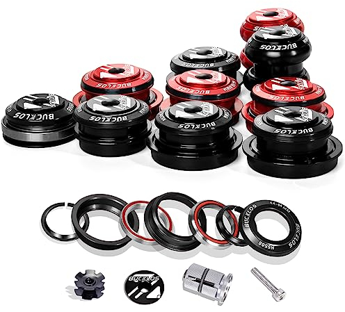 BUCKLOS 1-1/8 Bike Headset MTB Threadless 34 44 44-50.6 44-55 44-56 41.8-52mm, Straight Tapered Tube Mountain Bikes Road Bicycle Double Sealed Bearings Headsets, for Frame Fork Star Nut