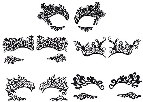 FOMIYES 5 Paare Schwarze Spitze Eyeliner Aufkleber, Lidschatten Schablone, Gesichtstattoo FüR Cosplay, Halloween, Festivals Und Partys