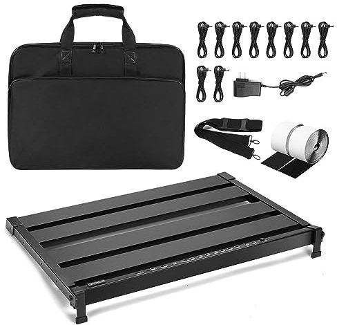 GOKKO Pedal Board with Integrated Power Supply, Aluminum Folding Powered Guitar Pedalboard with Carry Bag (GK-58)
