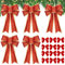 MELLIEX 5 Stück Groß Weihnachtsschleifen, Rot Glitzer Weihnachten Schleife mit 12 Stück Mini Bogen Schleifen für Weihnachtsbaumschmuck Weihnachtskranzdeko