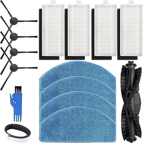 EATBALE Replacement Parts Accessories Kit for Tikom G8000/G8000 Pro, for Honiture G20/G20 Pro, for Laresar Evol 3 Robot Vacuum Cleaner, 1 Main Brush, 4 Filters, 4 Side Brush, 4 Mop Cloth (13Pcs)