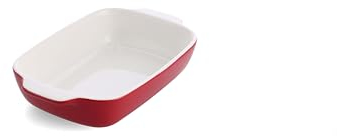 KitchenAid Stoneware Plat à Four Rectangulaire Antiadhésif en Céramique avec Couvercle en Bambou, 26 cm/1,9L, sans PFAS, Gain de Place, Va au four jusqu'à 260°C, Va au Lave-Vaisselle, Empire Rouge