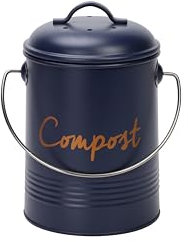 simpa 3L Professional Matt Blue Kitchen Compost Bin - 17cm (H) x 13.5cm (Dia)