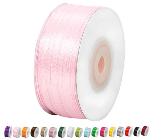 Satinband Rosa 3mm Breit Geschenkband Satin,91m Satinbänder Rosa Dick Schleifenband Dekoband Seidenband Geschenkverpackung Stoffband Geschenkbänder für Dekorieren Basteln Kleid Hochzeit Geburtstag