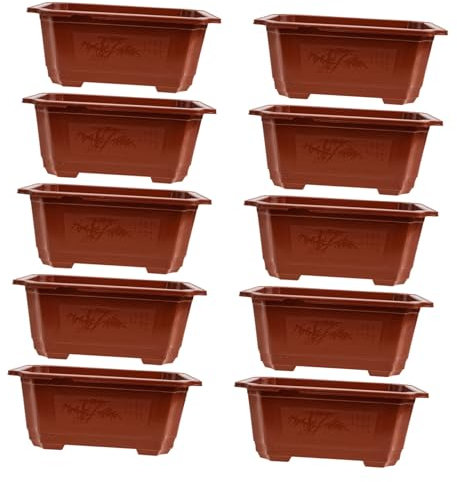 BESPORTBLE Lot de 10 Pots De Fleurs Rectangulaires Rouges avec Trous De Drainage Décoratifs pour La Maison Le Balcon Et La Pépinière