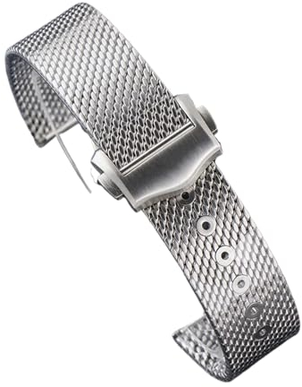 LQXHZ 20 Mm Silbernes Edelstahlarmband Kompatibel Mit Omega007 Seamaster Luxus-Mesh-Band-Armband-Ersatz-Uhrenzubehörteilen (Color : No logo 20 and o bag)