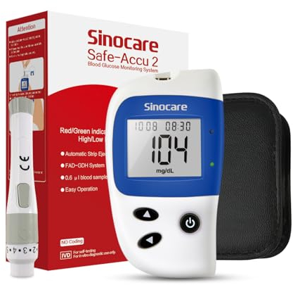 Blutzuckermessgerät, Zuckermessgerät mit Stechhilfe, Sinocare Safe-Accu2 Zuckermessgerät Blutzucker Messen