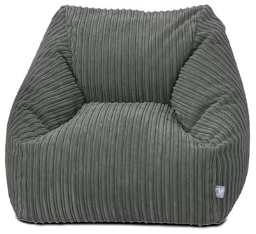 rucomfy Beanbags Big Kids Snuggle Chair - Large Corduroy Armchair for Kids & Teenagers - Home Furniture Living Room or Bedroom Seating - Machine Washable - 70 x 80 x 60cm (Slate Grey, Beanbag Only)