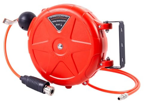 Hanzete Enrouleur de tuyau rétractable automatique de 8 mm pour lavage de voiture, arrosage de jardin, support mural, tuyau d'eau haute pression, rouleau autobloquant tambour d'eau