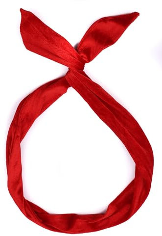Mytoptrendz® -Wire Headband Premium Velvet Hair Tie Hairband Rockabilly Retro Style Twist Dolly Bow Hair Wrap Scarf Accessory for Women Girls (Red)