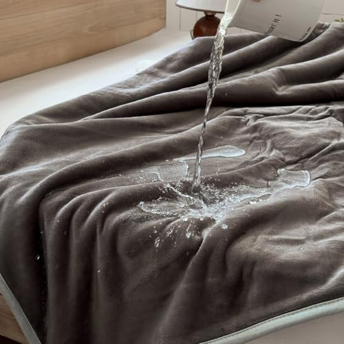 NSNLGSGC wasserdichte Decke 152x127cm, Grau, Flanell-Sherpa | Liebesdecke für Paare, Erwachsene und Kinder, Flüssig bis 1500g