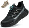 RASEARY Safety Trainers Men Womens Lightweight Steel Toe Cap Trainers Non Slip Work Safety Shoes Puncture Proof Work Trainers Breathable Industrial Work Shoes with Swivel Buckle Shoelaces，Black UK 10