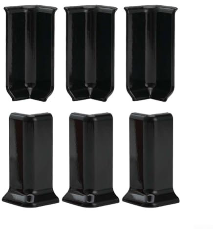 Lot de 6 blocs d'angle pour plinthe, 3 connecteurs intérieurs + 3 coins extérieurs, pour plinthes de 8 cm de hauteur, pour garniture murale de maison (M, noir)