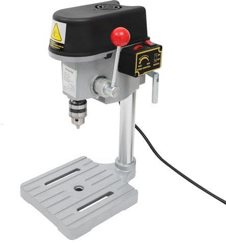 Donened - Tischbohrmaschine, 340W 220V Standbohrmaschine Säulenbohrmaschine, 3 Geschwindigkeiten, Ständerbohrmaschine für Holz, Metall, Kunststoff, 17 x 17 x 38cm