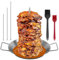 Grill Pro Vertical Rotisserie Set - 3-Tier Stainless Steel Kebab Skewer with Drip Tray & Cleaning Brushes, Multi-Level Grill Tower for Oven/Smoker (3 Spike Sizes)