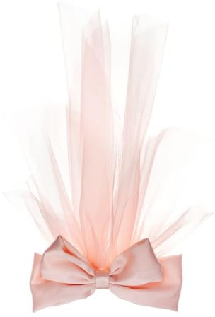 COSMEVIVI Braut Schleier Für Junggesellenabschied Kurzer Hochzeits Schleier Mit Pinkem Satinband Und Schleife Elegante Braut-accessoires Für Frauen Fotografie Und Feierlichkeiten