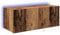 vidaXL Rustic TV Wall Cabinet with LED Lighting - Solid Reclaimed Wood Entertainment Centre, 80 x 35 x 31 cm - Living Room Media Storage Unit with Sliding Doors