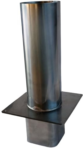 Massive Schornsteinkopf-Verlängerung/Kaminerhöhung Edelstahl V2A – mit eckigem Einschub - DN 160, Höhe 500 mm