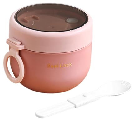 POHOVE Joghurtbecher to Go 600ML+50ML, Müslibecher to Go mit Klapplöffel, Mini Frühstücksbecher(COLOR:wie gezeigt)