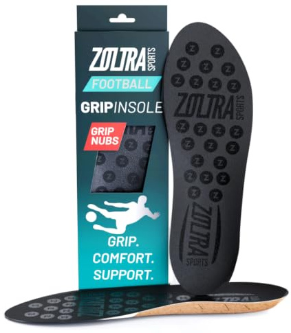 Zoltra - Einlegesohlen Herren für Fußballschuhe - Grip Socken Alternative mit Anti Rutsch Silikonnoppen - Zuschneidbar mit EVA Dämpfung - Kombinierbar mit Fußballsocken - Ersatz für Football Socks