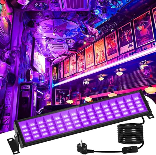 T-SUN LED Schwarzlicht Strahler 72W, UV Schwarzlichtlampe 395-400nm, IP65 Wasserdicht, UV Blacklight Strahler mit Stecker und Schalter für Glow Party, Disco, Bar, Halloween Deko, Bühnenbeleuchtung