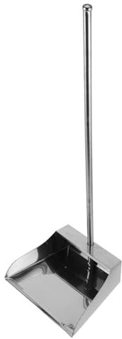 CONGARTENO Stainless Steel Trash Stand up Dust Pan Dustpans Large Garbage Ordinary Dustpan Dust Pan with Broom Commercial Lobby Cleaning Sweeper Long Handle Silver